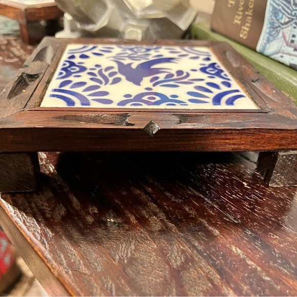 VINTAGE WOOD & TILE TRIVET SET-MADE in MEXICO - Picture 7 of 16
